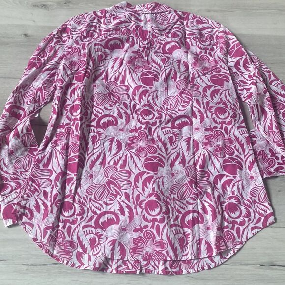 TALBOTS COTTON BUTTON‎ FRONT SHIRT - ISLAND M VIOLET ROSE / WHITE NWT - Picture 4 of 4